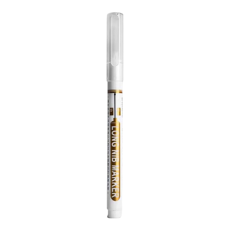 Licao Long-Tip Marker Pen White Fine-Tip Oil-Based Construction Dark Color Board Tile Specialized Line Drawing Quick-Drying Waterproof Oil-Resistant Non-Fading 20mm Deep Hole Marker Pen 8 White
