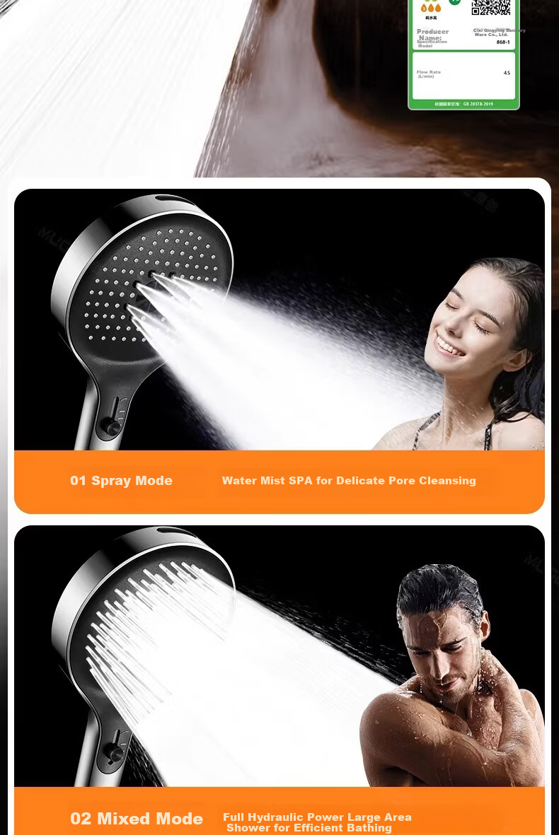 MUGE High-Pressure Shower Head Universal Powerful Water Flow Handheld Bathroom Shower Sprayer 10