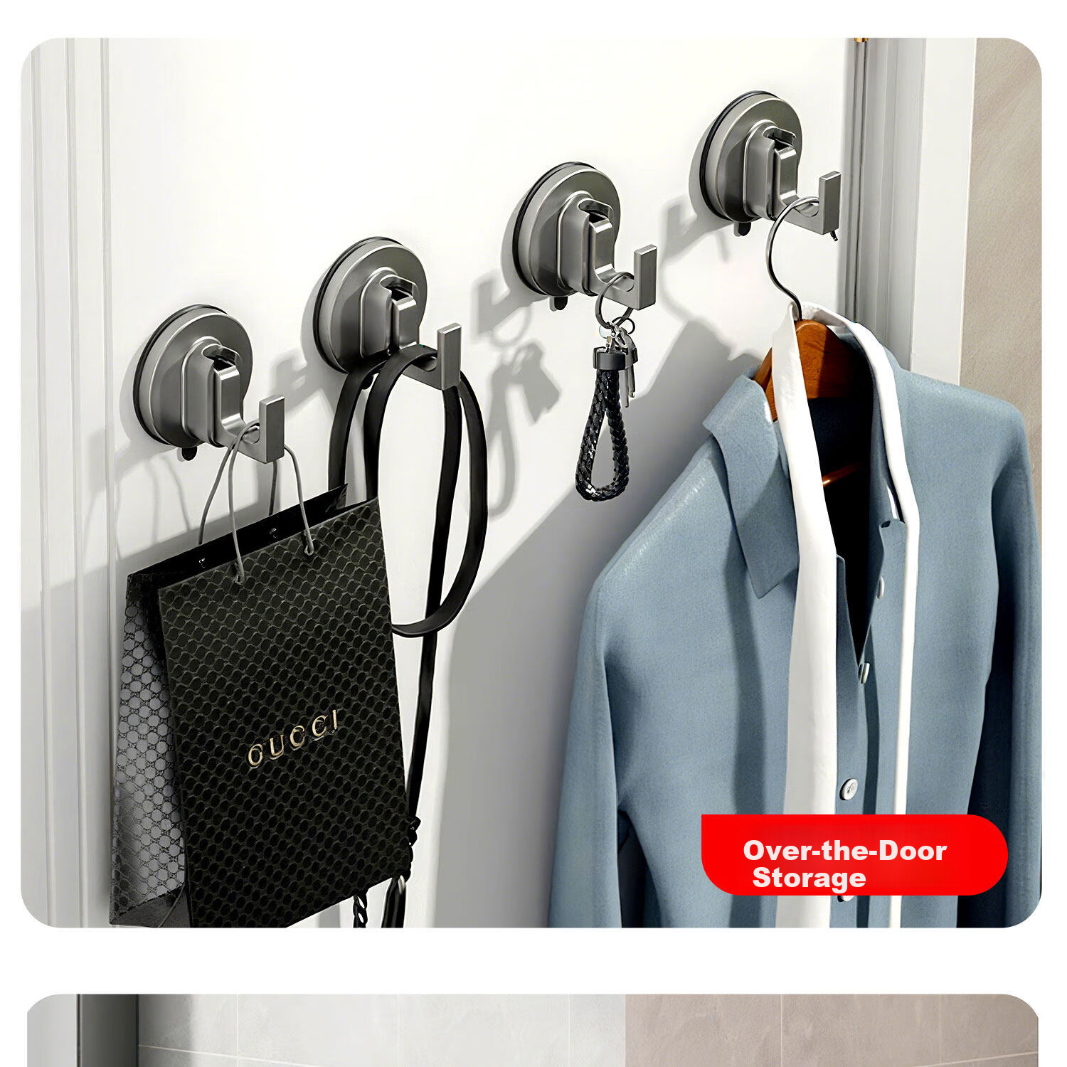 Zhifan Japanese Suction Cup Hook No Drilling Strong Load-Bearing Bathroom Towel Hook Door Back Wall-Mounted Adhesive Hook 28