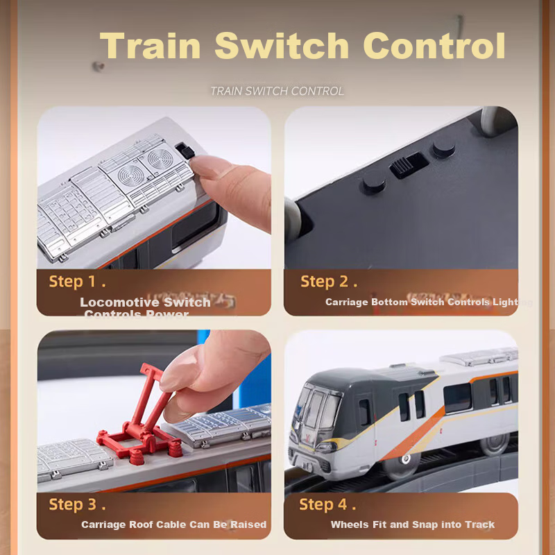 Yixuan Toys Guangzhou Metro Line 11 Alloy Electric Subway Train Toy Children's Train Track High-Speed Rail for Boys 6