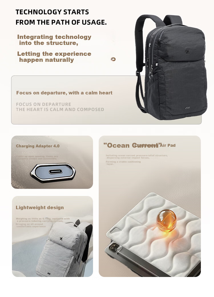 GYXX TuoJie MODE Men's Business Commuter Travel Backpack Large Capacity Lightweight Laptop Bag 3