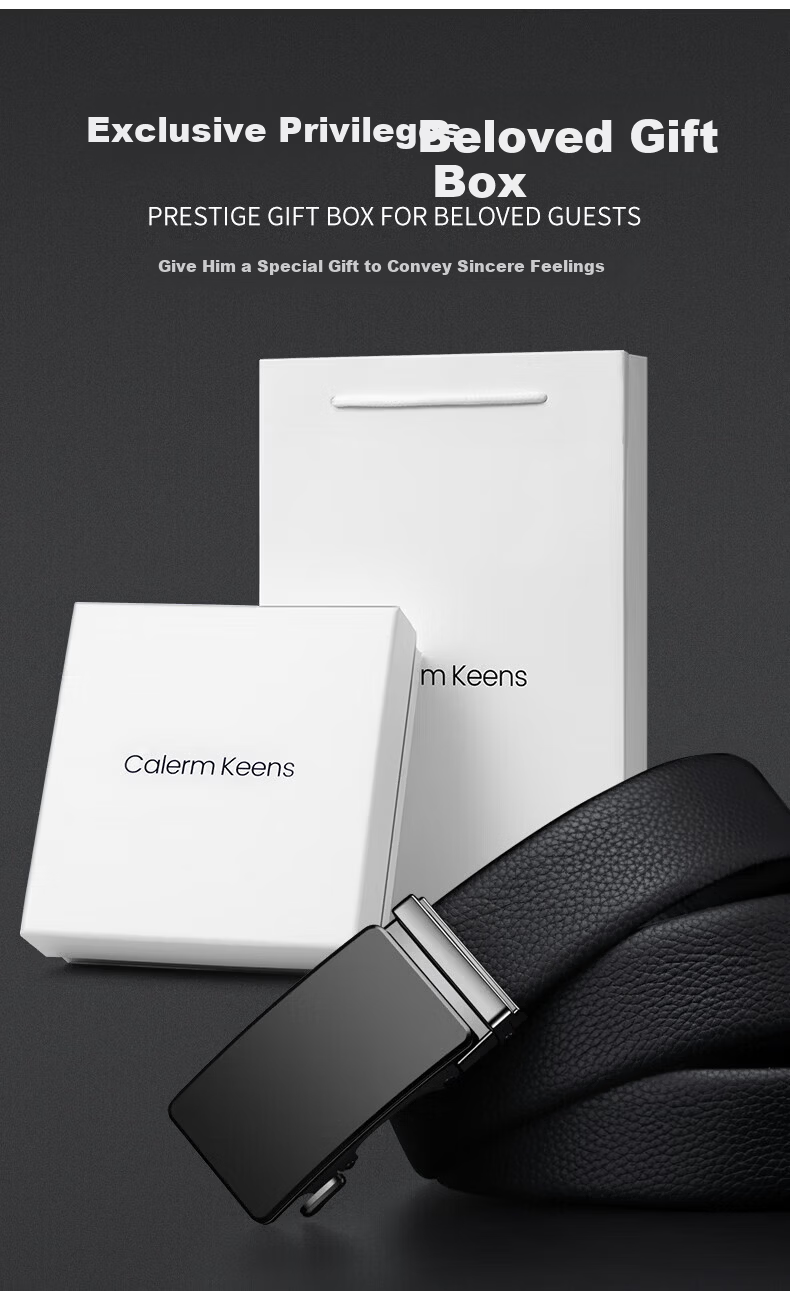 Calermkeens Men's Genuine Leather Belt 2026 New Automatic Buckle Practical Father's Day Gift for Dad 15