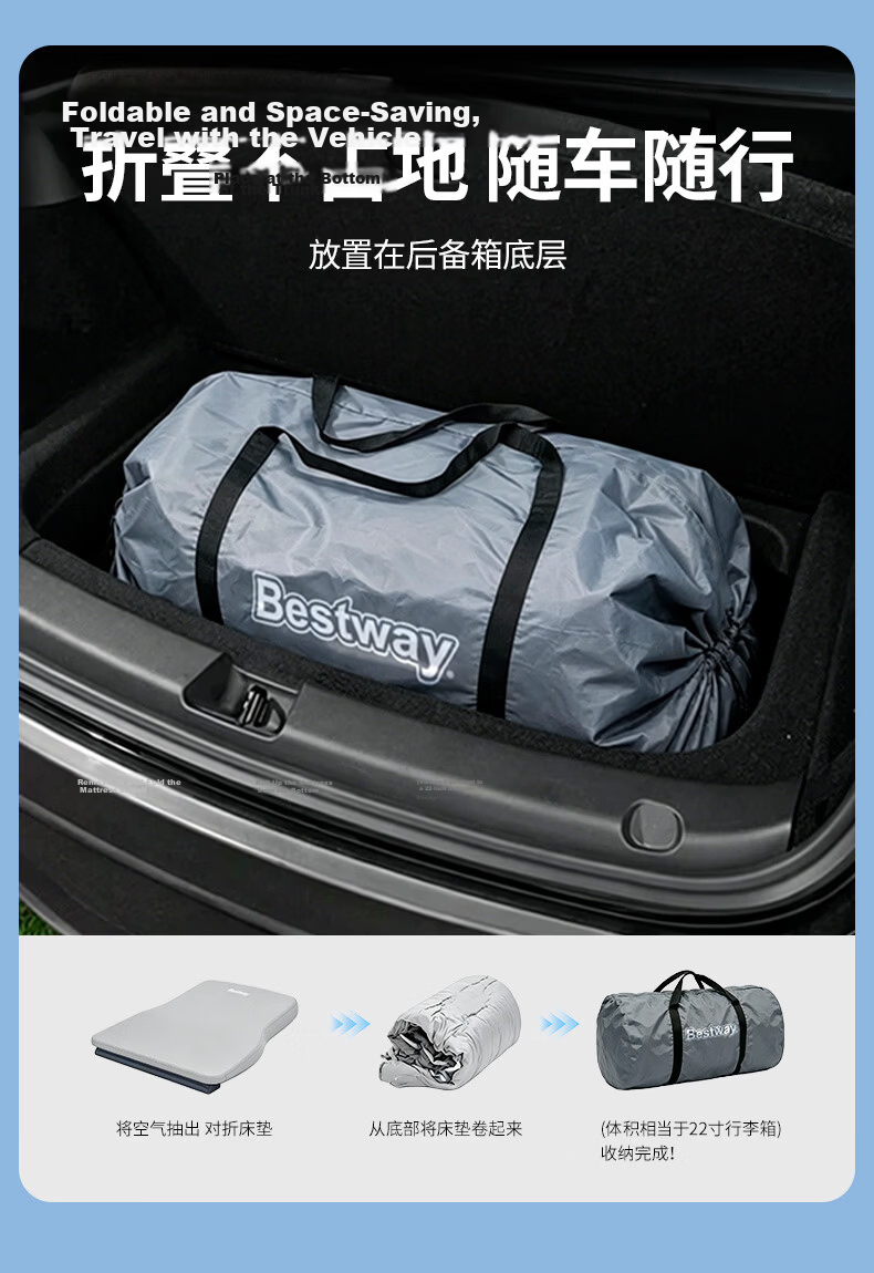 Bestway Tesla Model Y Auto-Inflatable Sponge Car Mattress Folding Sleeping Pad 6966M 7