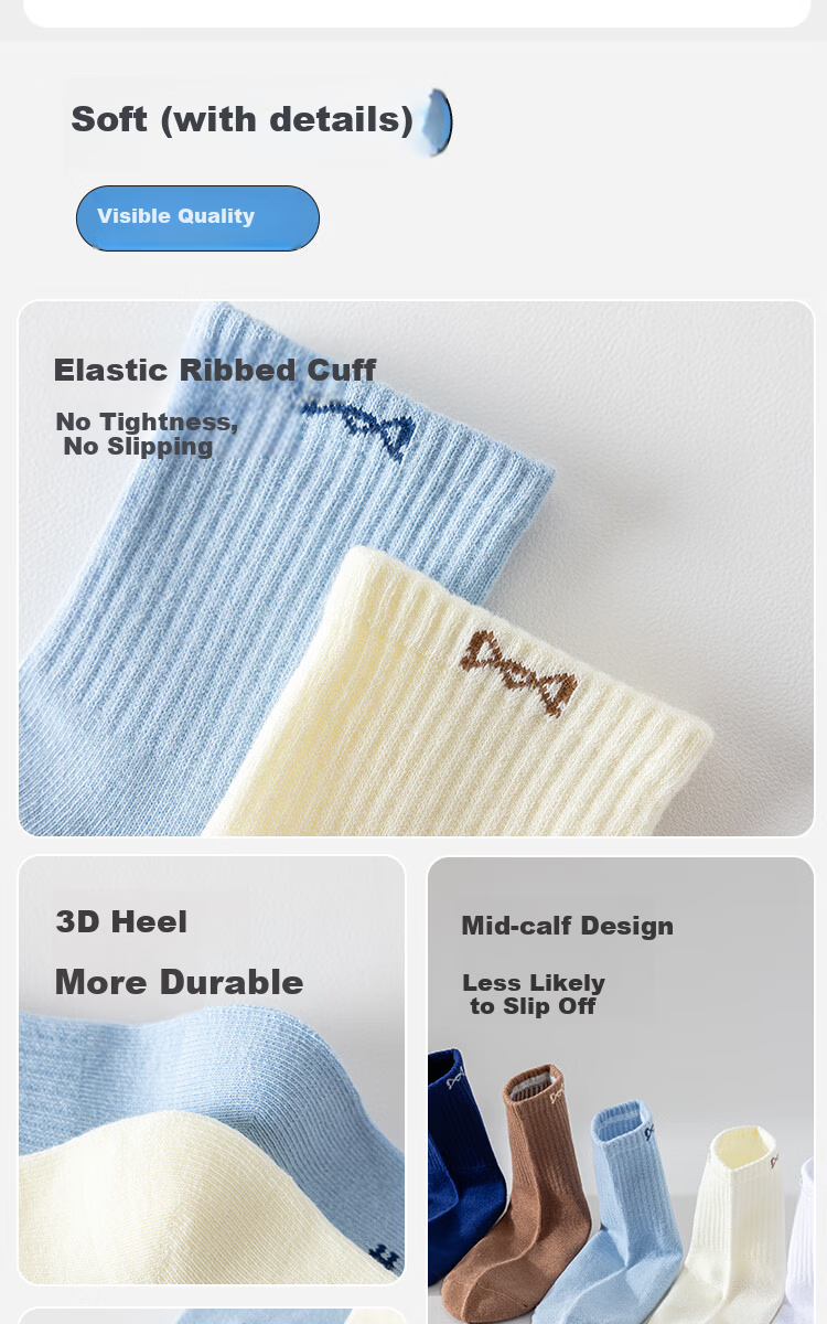 Miiow Kids Boys Breathable Cotton Socks Spring Summer Mid-Calf Alphabet Sports Socks for Toddlers and School Children 9
