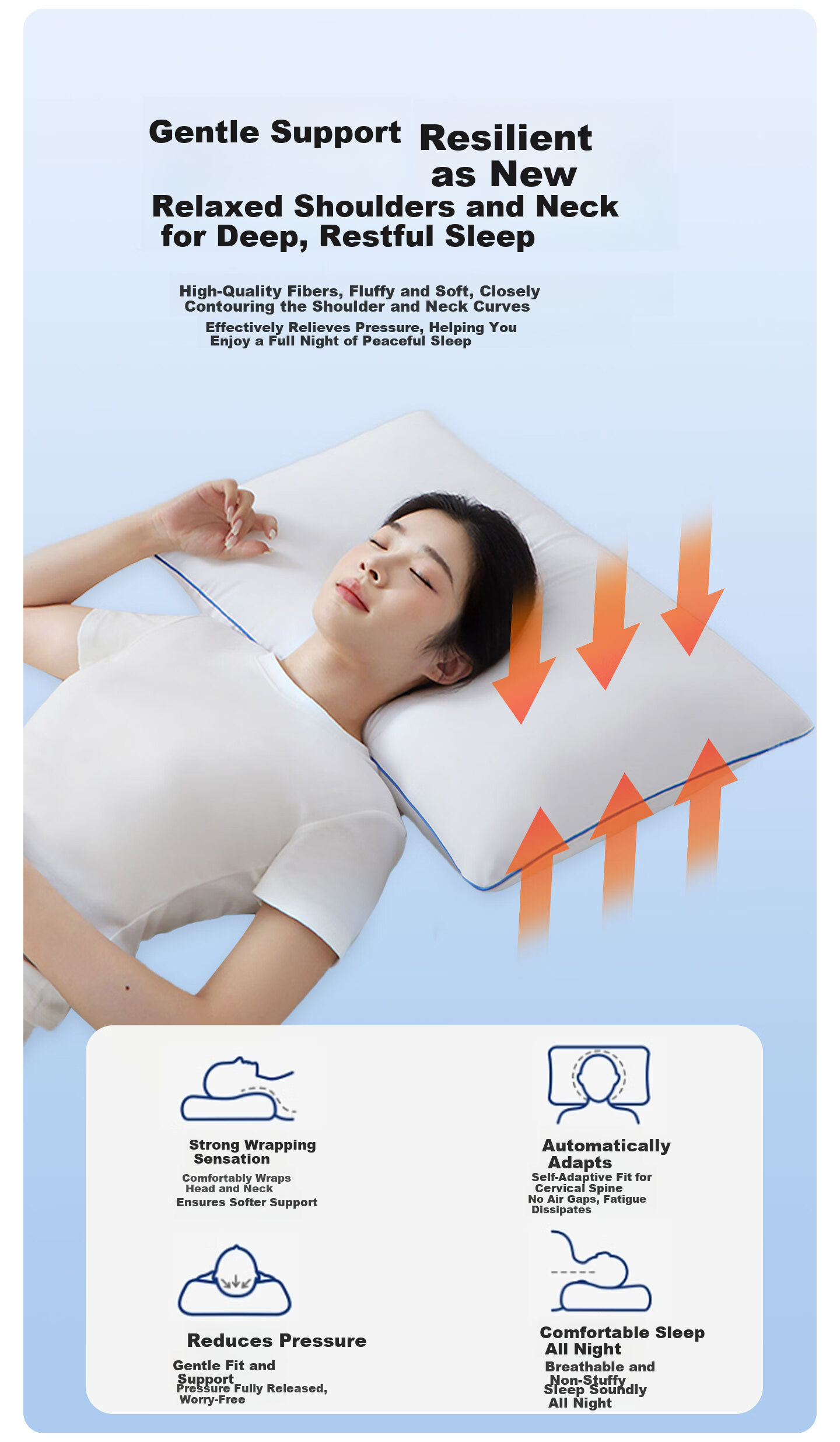 Shenqi Little Deer Three-Proof Antibacterial Fiber Pillow Adult Soft Pillow Hotel Soft White Pillow Home Single Deep Sleep Pillow 8
