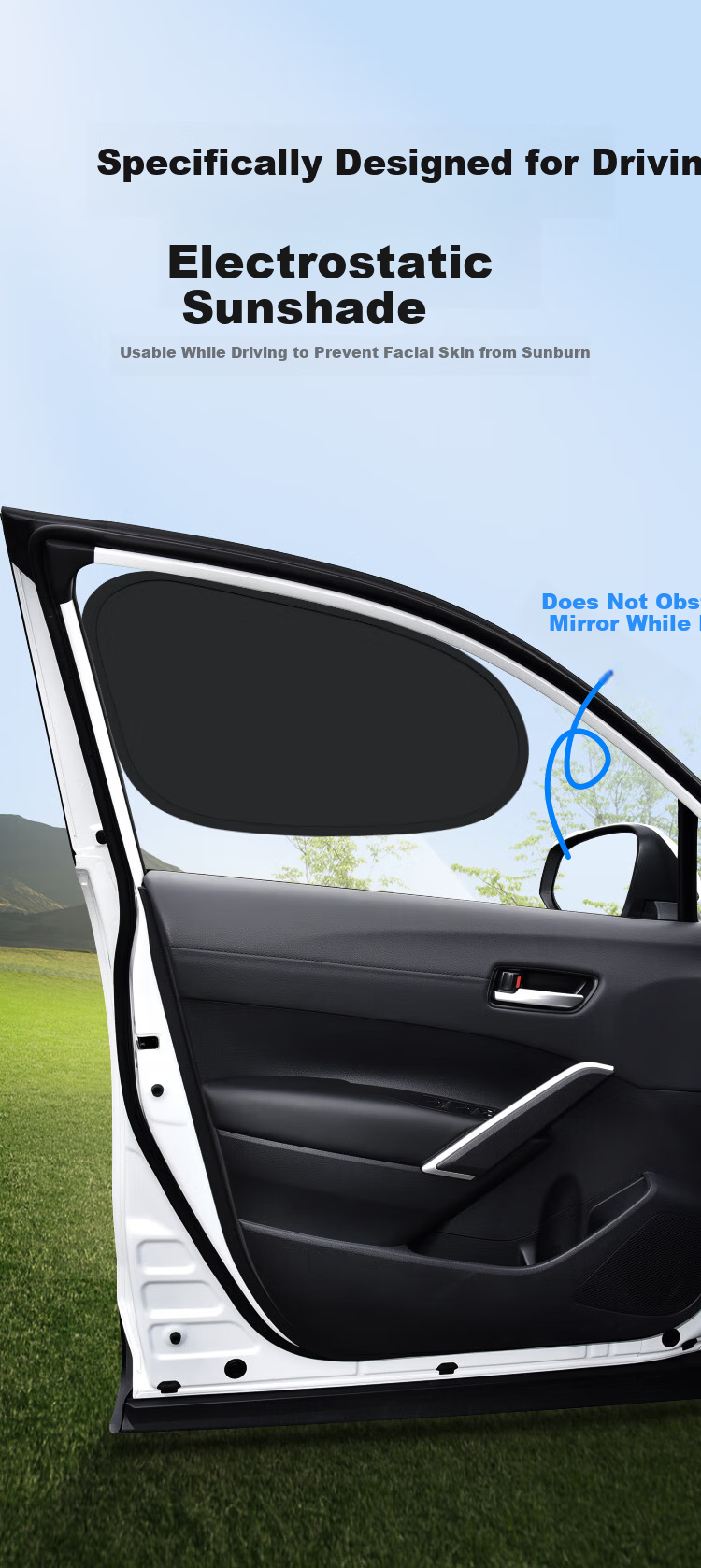 KOOLIFE Car Rear Window Sunshade Curtain Sun Protection Heat Insulation Side Window Sunshade Black Glue Static Adsorption 1
