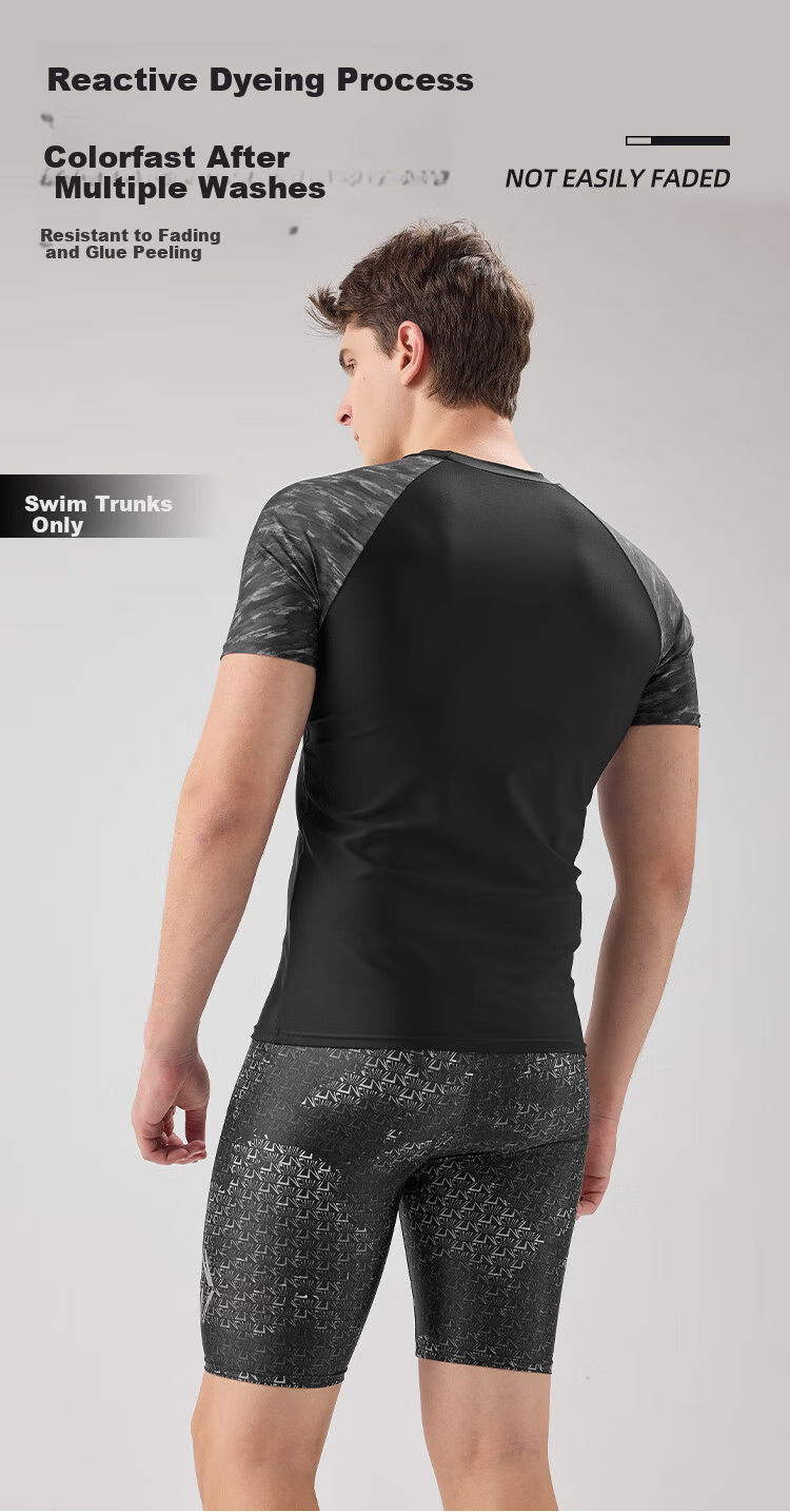 LI-NING Men's Quick-Dry Chlorine-Resistant Comfortable High-Elasticity 5-Point Training Swim Trunks 054 Black 3XL 6