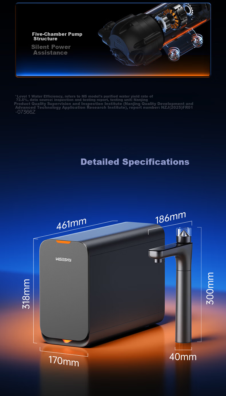 WISESKY Weiskar Black Building Blocks 3.0 Pure Mineral Dual Outlet Under-Sink Water Purifier RO Reverse Osmosis M5 Household Water Filter 17