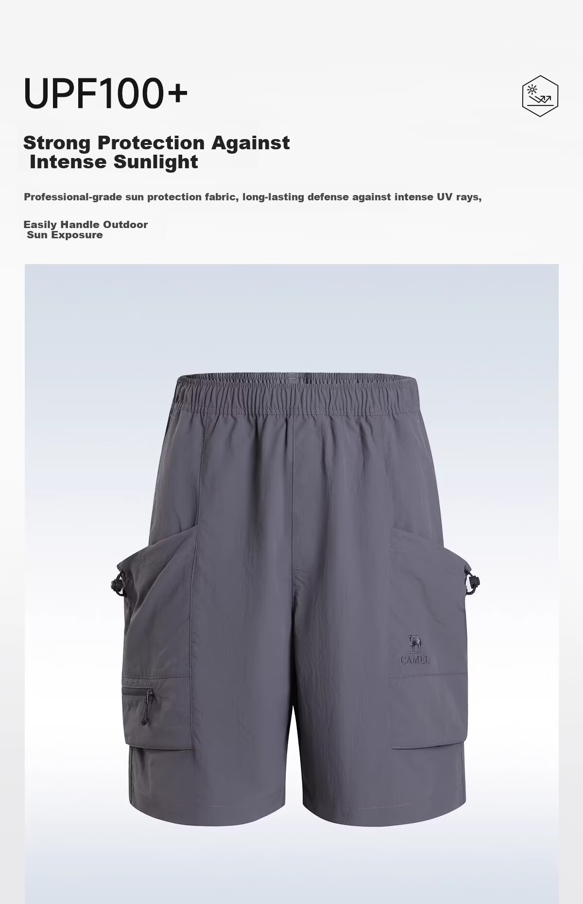 CAMEL Men's Outdoor Quick-Dry Shorts 2026 Spring Summer Cooling Sun Protection Moisture-Wicking Durable Hiking Mountaineering Work Shorts 9132 3