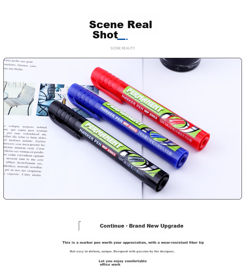 BAOKE White Oil-Based Marker Pen Quick-Dry Waterproof Oil Marker Logistics Marker Pen Durable Ink Student Office Stationery 12pcs/Box MP2907 10