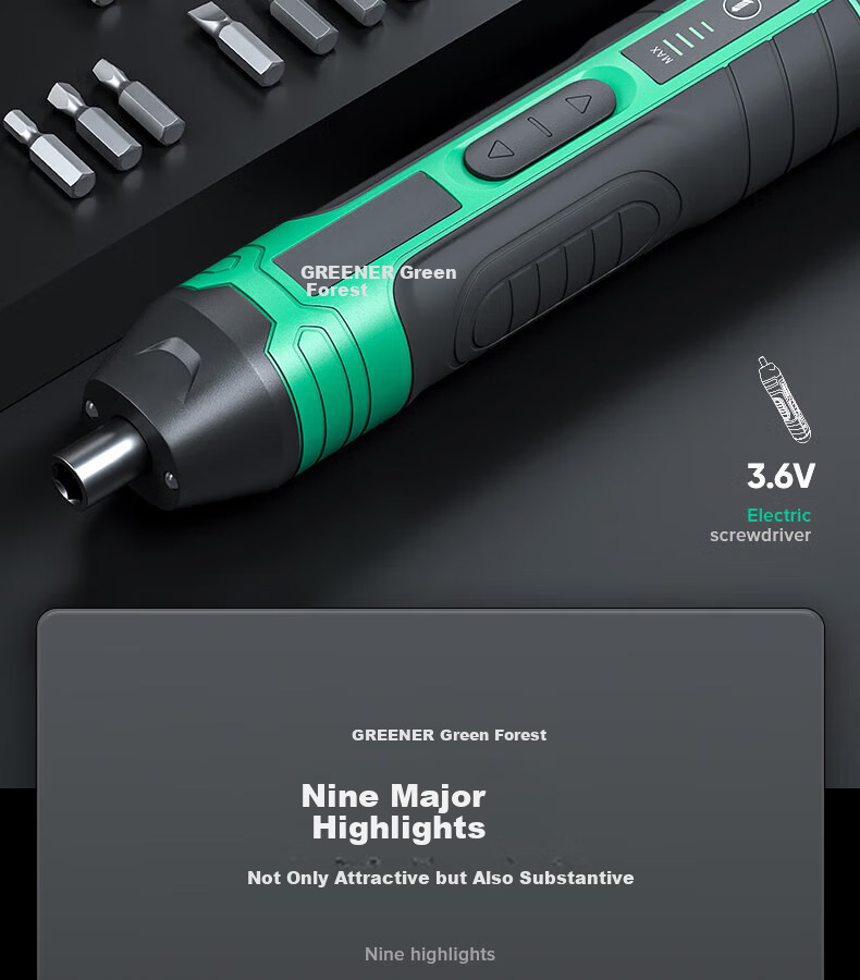 GREENER Universal Household 4-Speed Adjustable Electric Screwdriver Set Small Rechargeable Lithium Drill Driver 3