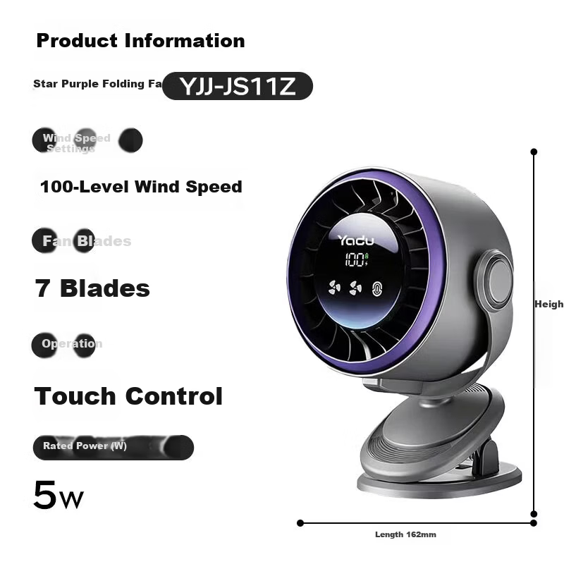 YADU Small Desktop Fan Portable Mini Electric Fan Desktop Circulation Fan Office Student Dormitory Long Battery Life USB Charging 100-Speed Digital Display 3600mAh Stardust Purple