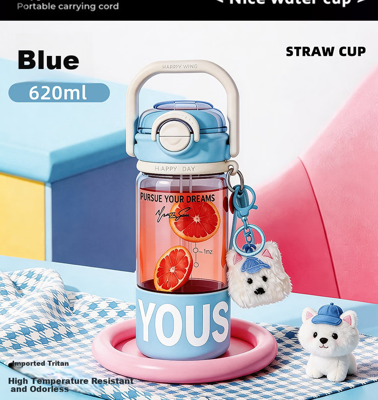 OKTP High-Value Straw Cup for Girls Tritan Summer New High-Temperature Resistant Portable Plastic Student Water Bottle 10