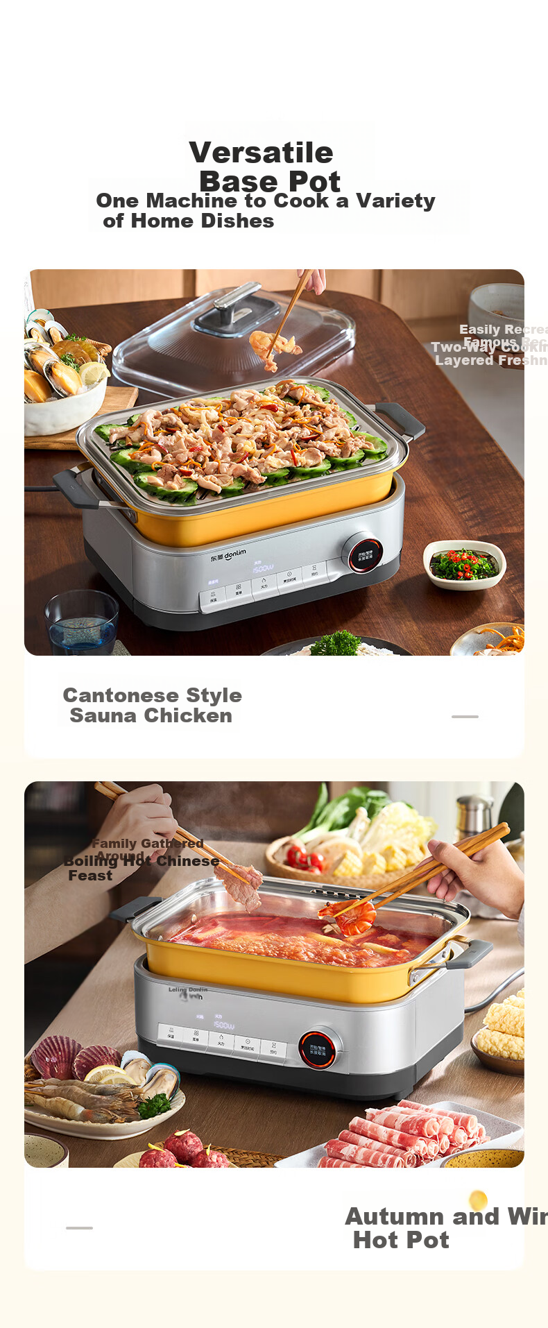 Donlim 20L Stainless Steel Electric Steamer Multi-Function Cooker 3-in-1 Steaming, Stewing, Boiling Electric Hot Pot DL-1007 23