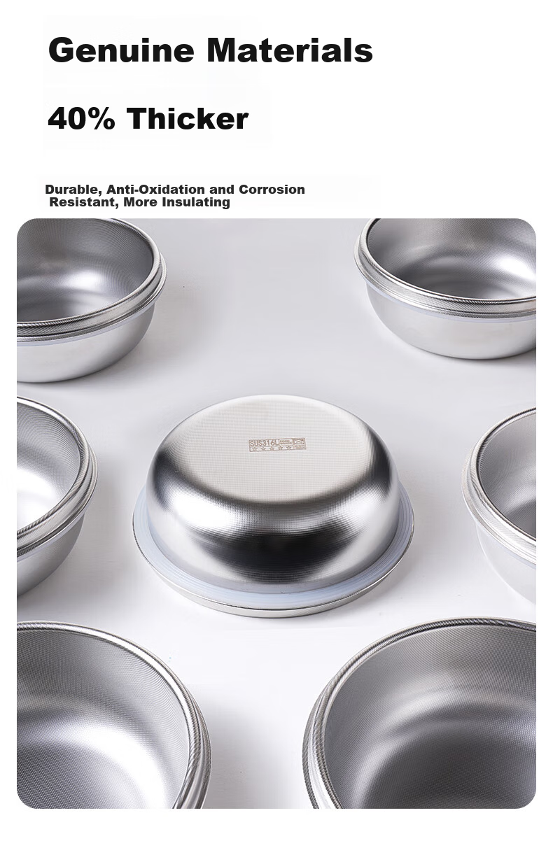LUSN Stainless Steel Baby Feeding Bowl Anti-Drop Temperature-Controlled Children's Tableware Insulated Water-Filled Lunch Box 7