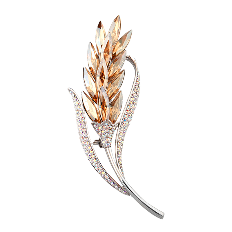 Eternelle French Eternal Elegant Wheat Ear Brooch, High-End Exquisite Coat Accessory Pin, Corsage for Birthday, Champagne Color