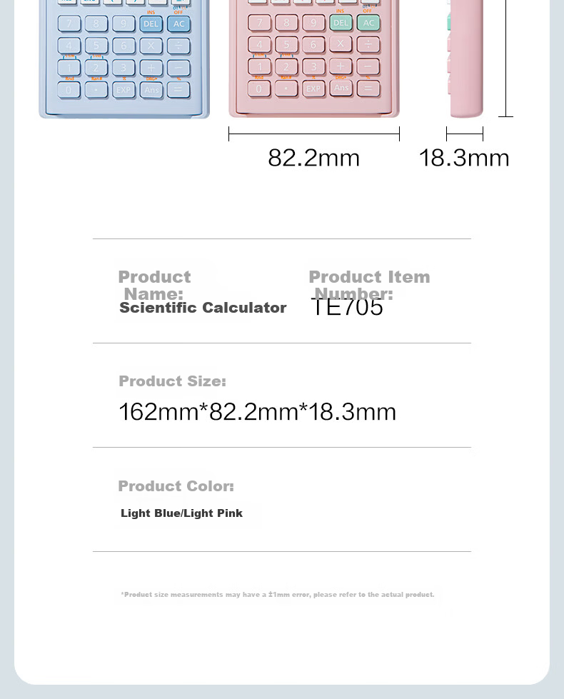 Deli Fashion Function Calculator Dual-line LCD Large Screen 240 Functions Exam Calculator (Suitable for Middle and High School) Gradient Pink TE705 11