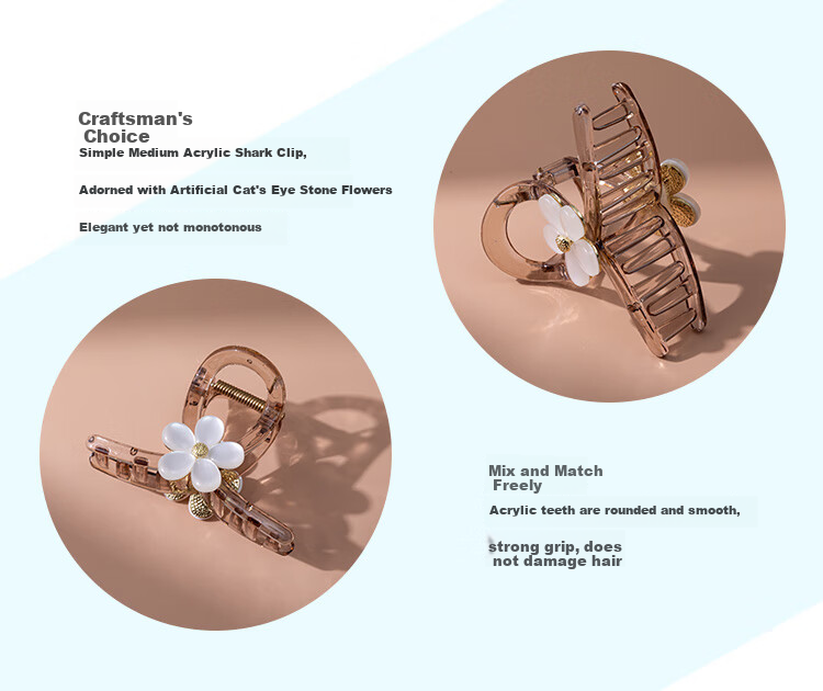 CHIMERA Medium Shark Clip Hairpin for Women Simple Floral Hair Accessory for Back of Head Shoulder Hair Clamp Birthday Gift 3