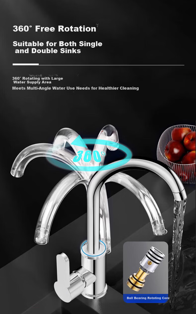 Denwalk [Germany] Kitchen Faucet Hot and Cold Two-in-One Stainless Steel Sink Faucet 5