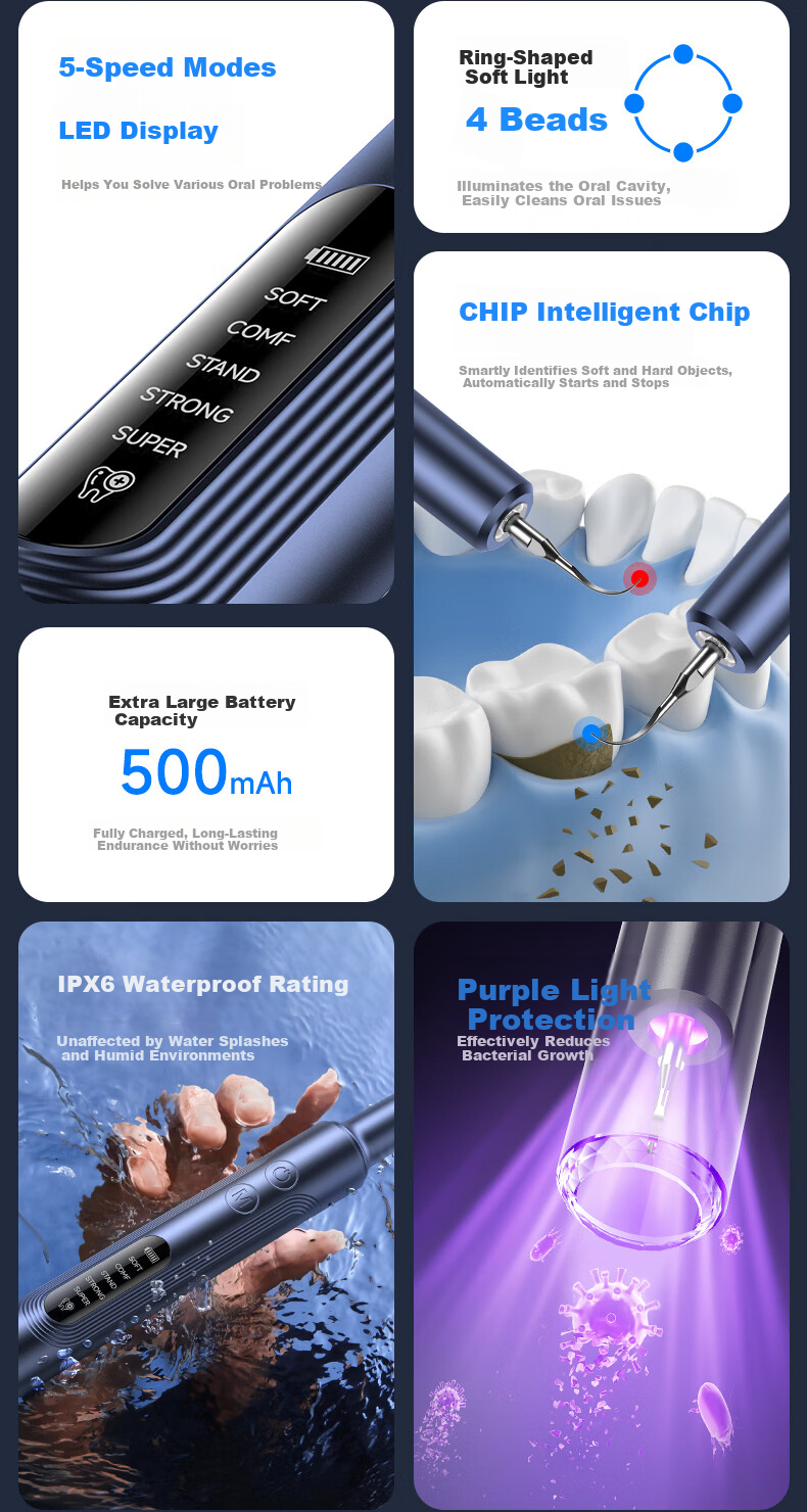Moon Crescent Ultrasonic Dental Cleaner [Flagship Model] T8 Ultra Teeth Cleaning Water Flosser Tartar Remover Yellow Stain Tea Stain Removal Gift for Husband Boyfriend Price Guarantee 618 3