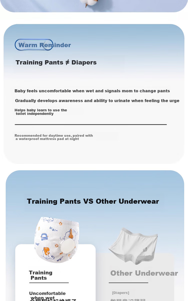 Kidsneed Baby Training Pants Potty Training Leak-Proof Washable Unisex Diaper Pants Waterproof Underwear 2
