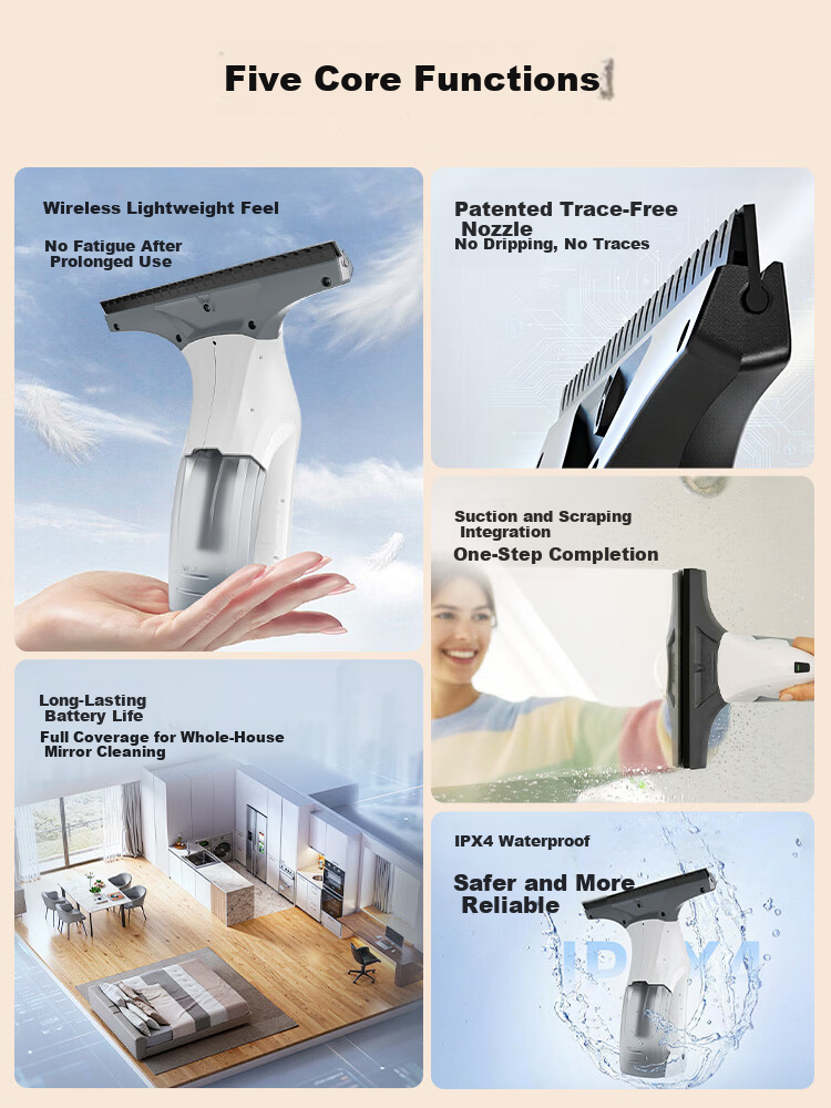 KARCHER Germany Karcher WV1 Handheld Wireless Electric Window Cleaner Glass Squeegee Surface Cleaner Tile Scraper Suction All-in-One 5