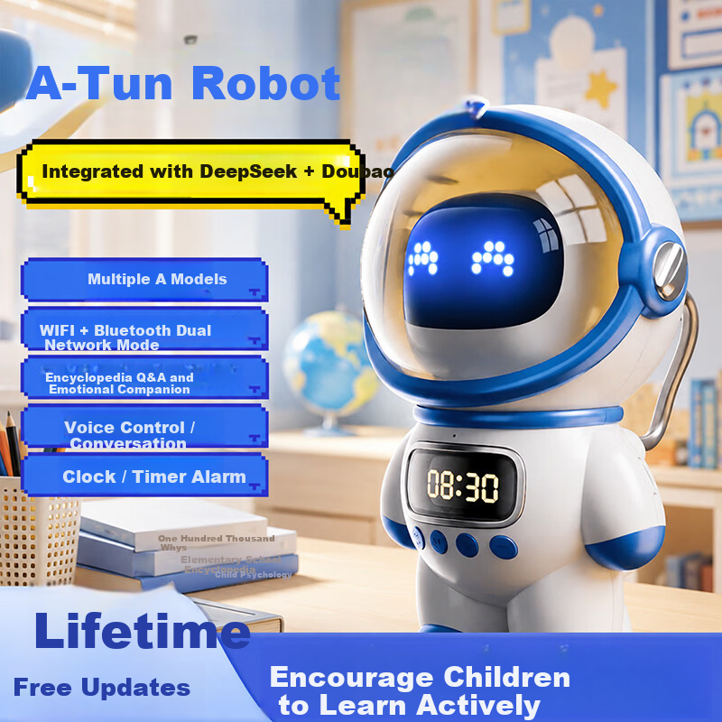 MoXiaoZhai Children's Day Bean Bag AI Robot Smart Chat Companion Toy Alarm Clock Speaker Birthday Gift for Boys and Girls