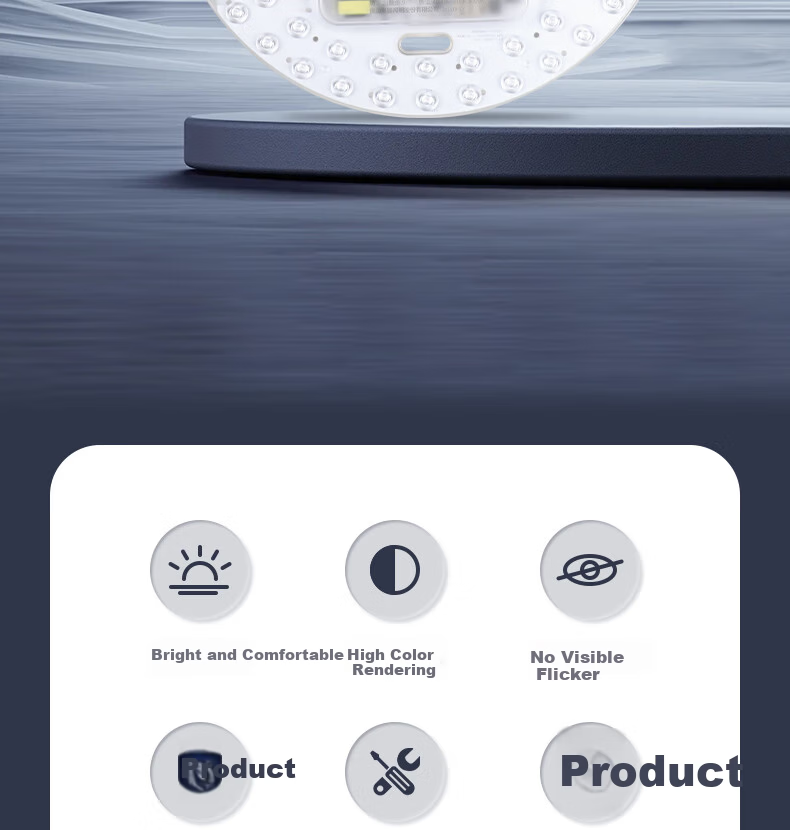 FSL Foshan Lighting LED Ceiling Light Replacement Tri-Color Chip Magnetic Suction Lamp Panel Retrofit Light Board Energy-Saving Round Module 24W Three-Stage Color Temperature Adjustment φ195mm with Te 2