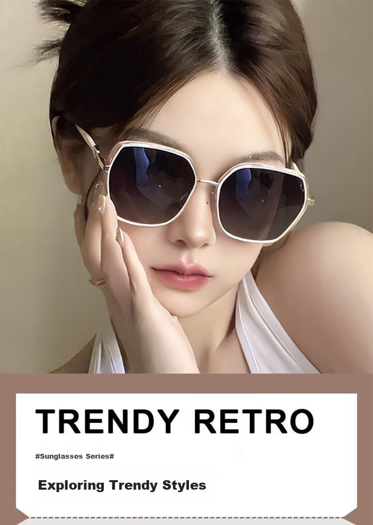 MT·MIT Fashion Korean Style Sunglasses Large Frame Sunshade Sunglasses for Women MT240352 Off-White with Gradient Gray Lenses 1