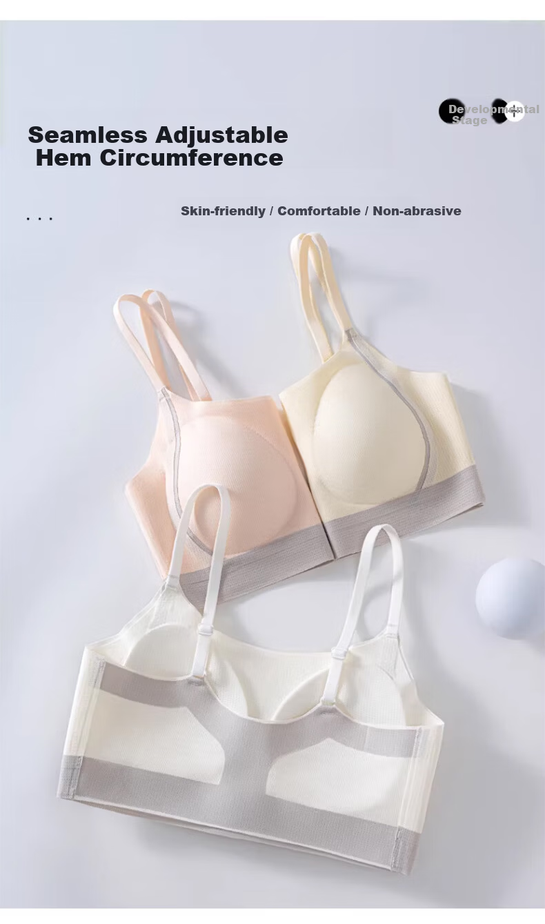 GUJIN Girls' Camisole Bra Underwear for Middle and High School Students, Youth Development Vest, Teenager Stage 2-3, White XL 4