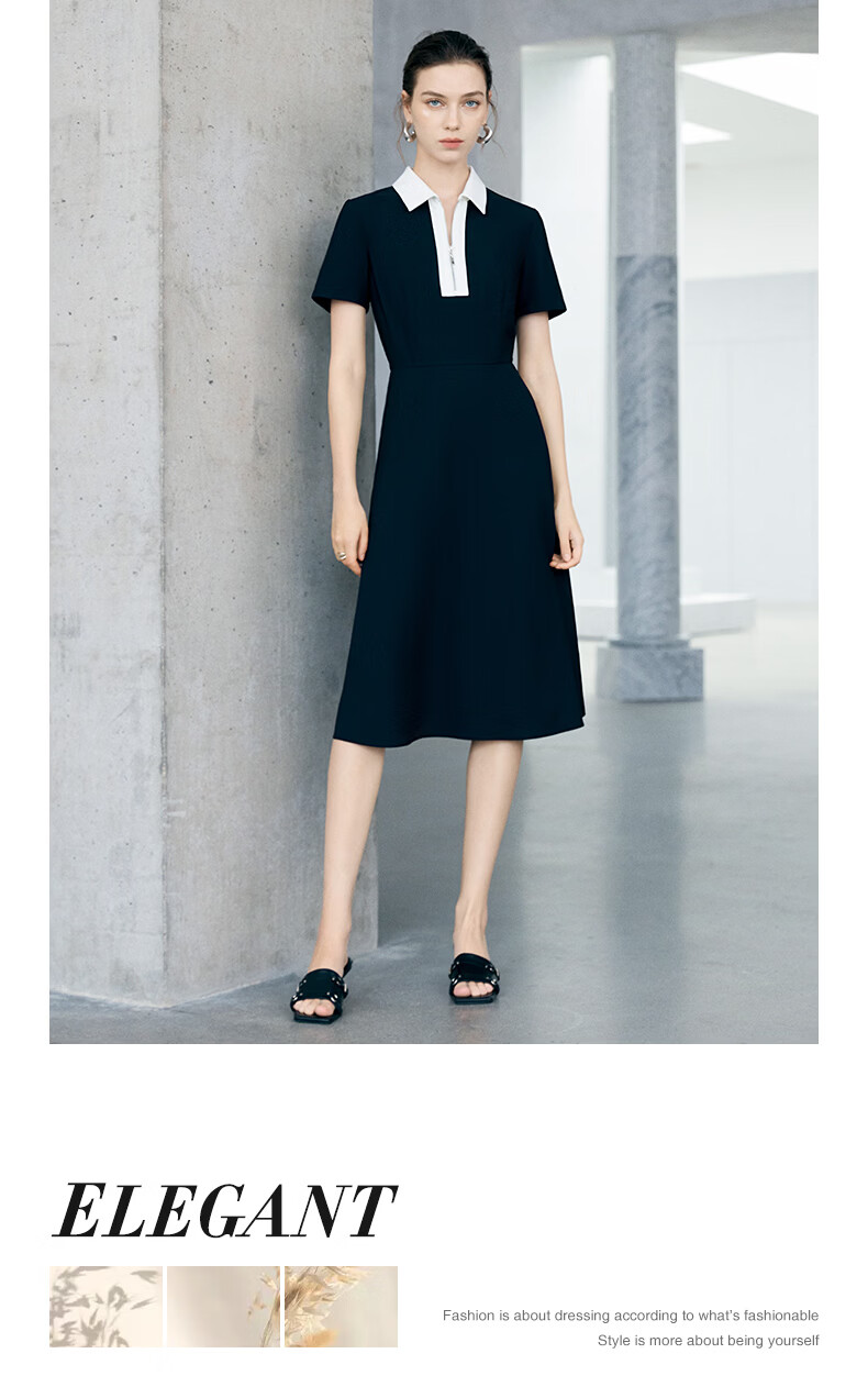 Yanyu Color-Block Lapel Dress 2026 Summer Luxury Socialite Style Evening Gown Black 2XL 3