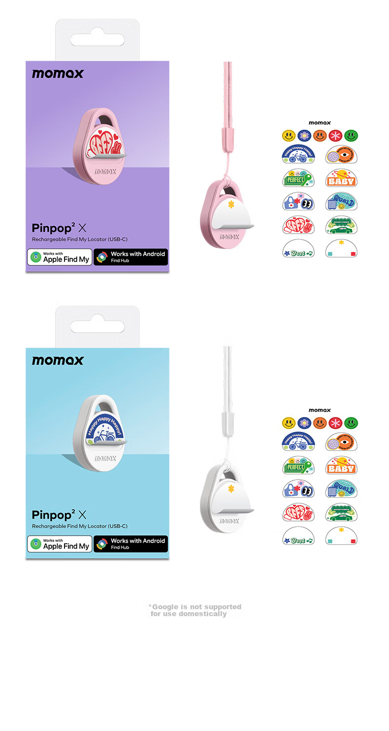 MOMAX Anti-Lost Tracker Locator for AirTag Compatible with Apple iPhone FindMy Certified USB-C Charging Waterproof Anti-Lost for Kids Elderly Pets Keys Luggage Bicycle Backpack 12