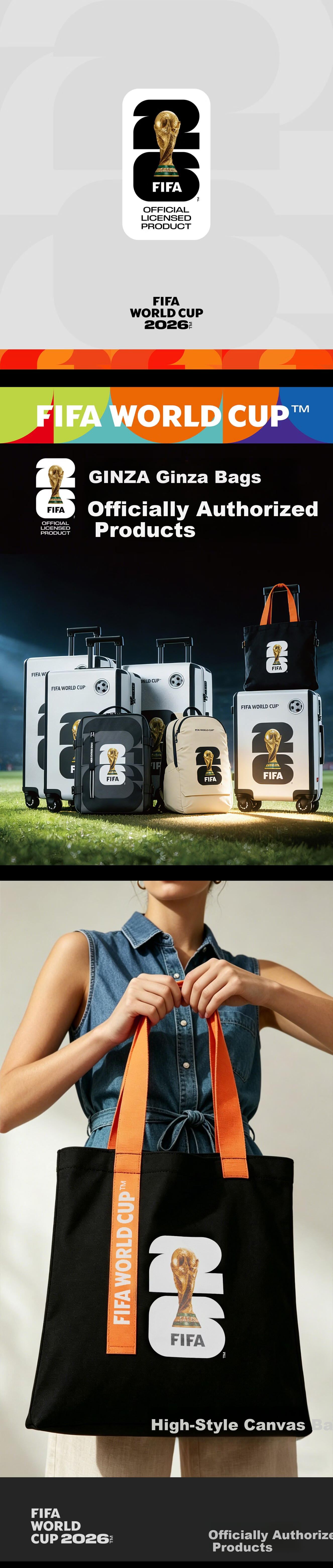 Ginza FIFA World Cup Canvas Tote Bag Fan Gift Souvenir for Men and Women 1