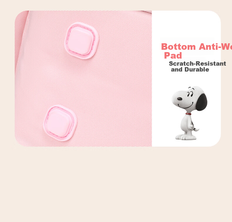 SNOOPY Lightweight Primary School Backpack Children's Ergonomic Anti-Back Pain Shoulder Bag for Grades 1-3 Pink Small Size 13