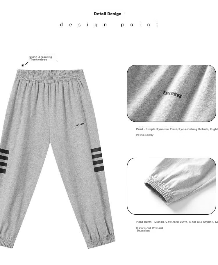 Duoduo Kids Clothing [Soft Elastic Breathable Versatile Cooling] Mosquito-Repellent Pants 2026 Summer Pure Cotton Long Jogger Pants for Children 3
