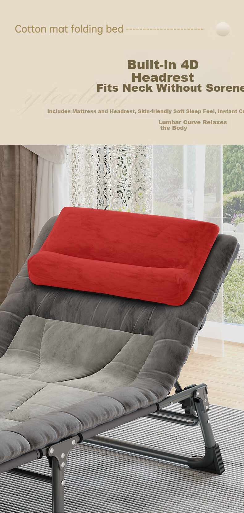 JEEP Office Folding Bed Nap Essential Single Recliner Simple Portable Hospital Care Military Nap Bed 7