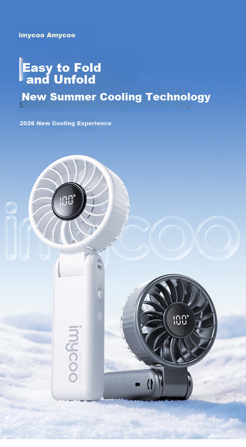 AIMIKU 2026 New Handheld Mini Fan Silent Portable Neck Hanging USB Rechargeable Cooling Foldable Desktop Fan for Students Dormitory Outdoor 1