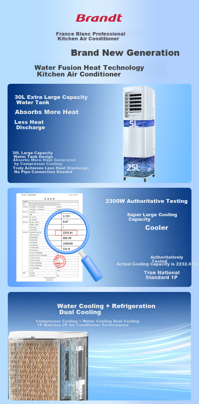 Bailang Kitchen Air Cooler Single Cold Integrated Portable Air Conditioner Ductless No Installation No Outdoor Unit Floor Standing Kitchen Air Conditioner for Home Living Room Balcony 4