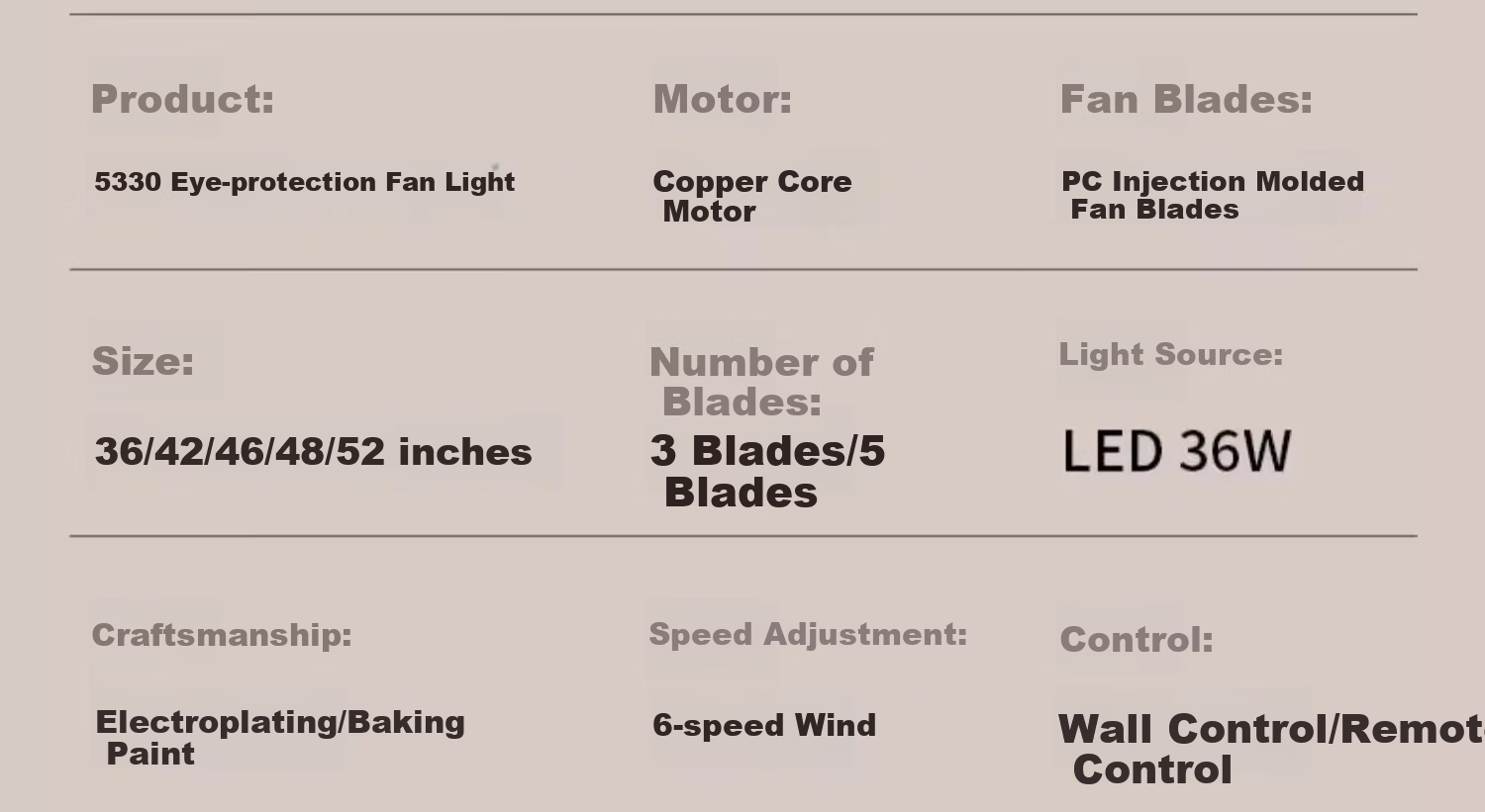 AUX Ceiling Fan Light Integrated Inverter High Wind Quiet Fan Lamp Living Room Ceiling Light 25