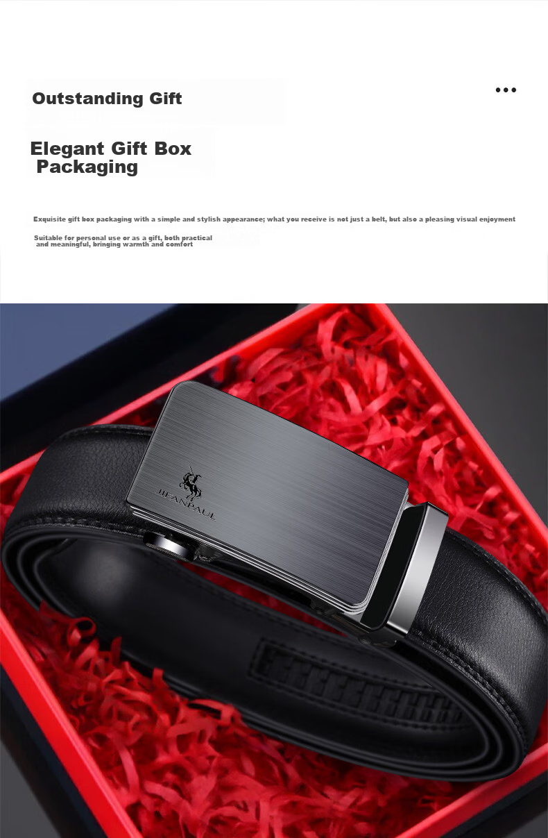 JIFANPAUL Genuine Leather Men's Automatic Buckle Cowhide Belt Casual Versatile 110cm Practical Birthday Gift for Dad 4