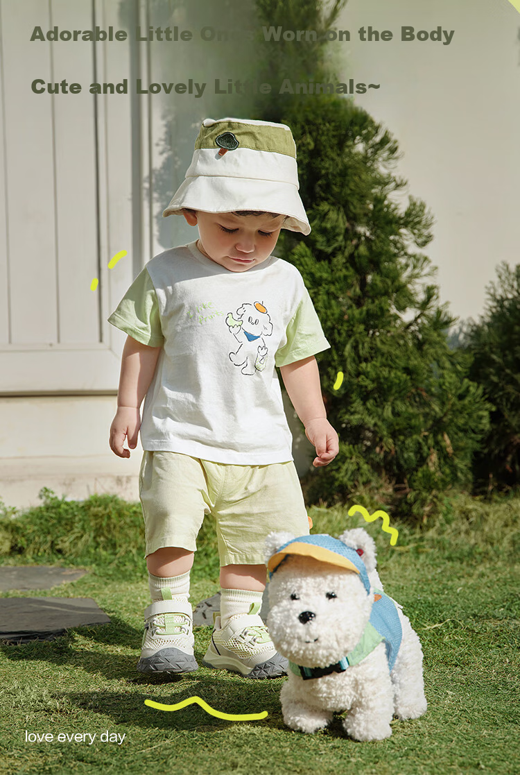 Balabala Baby Short Sleeve Set Infant Summer Outfit 2026 New Boys Girls T-Shirt Pants Cute Fashion 3