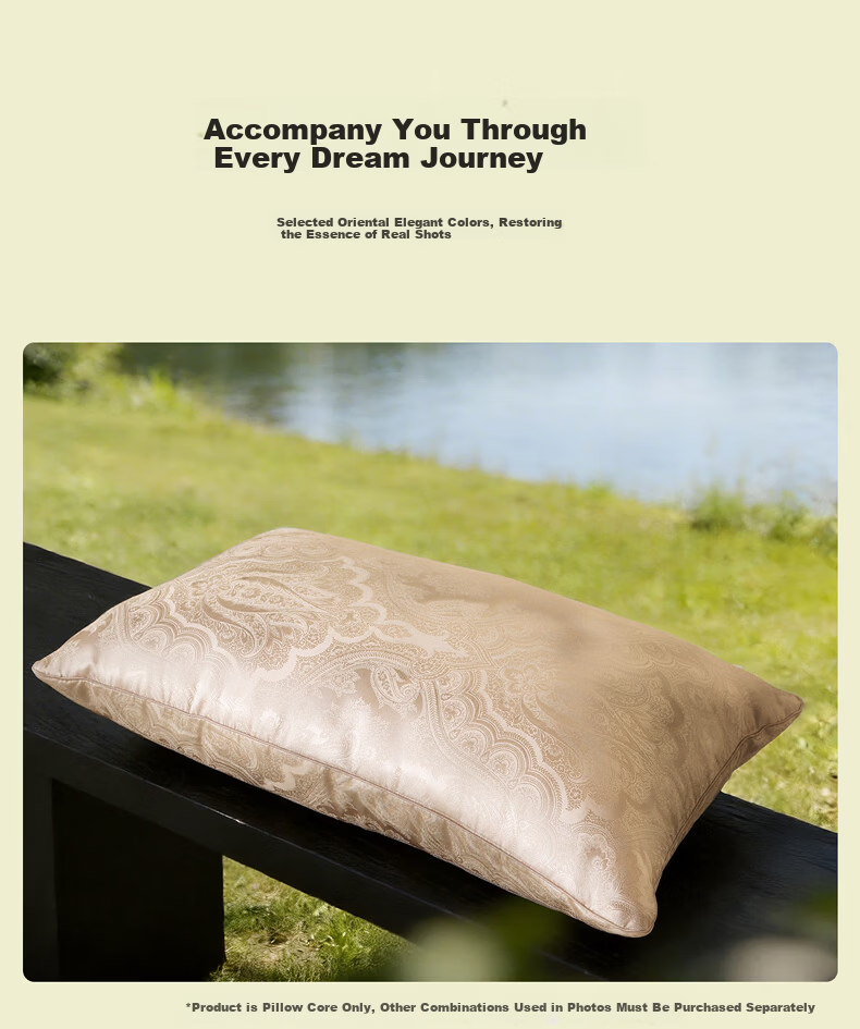 BelleSilk Silk Pillow Adult Pillow Core Silk Composite Pillow Single Neck Support Pillow for Deep Sleep 48*74cm 12