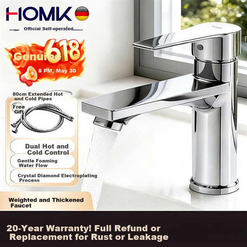 HOMK German Bathroom Sink Faucet Washbasin Tap Basin Faucet for Washroom