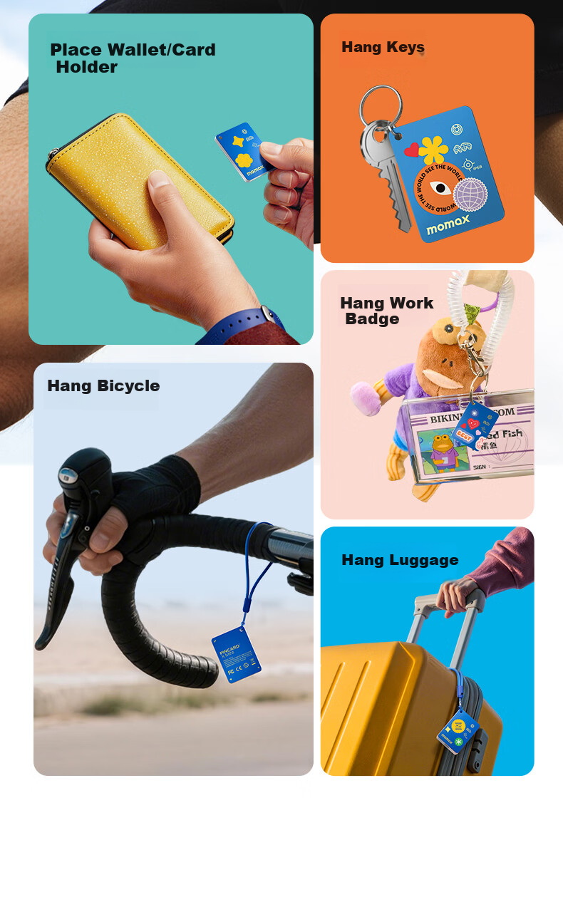 Momax 2026 Mini Rechargeable Tracker AirTag Apple Certified Global Finder for iPhone Kids Elderly Pets Keys Bicycle Backpack White 4