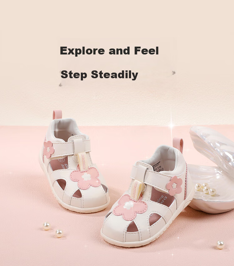 Dr. Jiang Toddler Walking Shoes Summer Girls Comfortable Children's Sandals 2B13A2032AW Beige/Pink Size 21 3