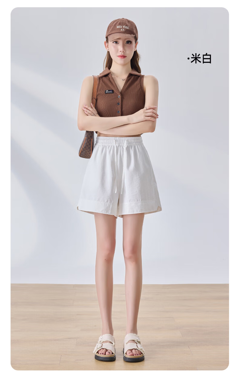 LangSha High-Waist Women's Sports Shorts Summer Three-Point Split Ice Silk Thin Loose Wide-Leg Pants 14