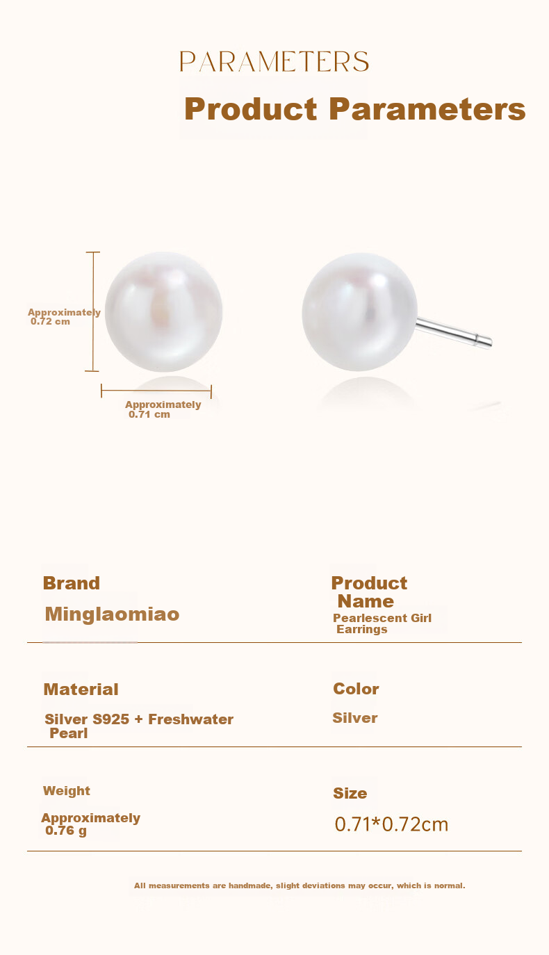 Lao Miao Freshwater Pearl Sterling Silver Stud Earrings for Women Simple Heartfelt Practical Birthday Gift for Girlfriend Wife 7