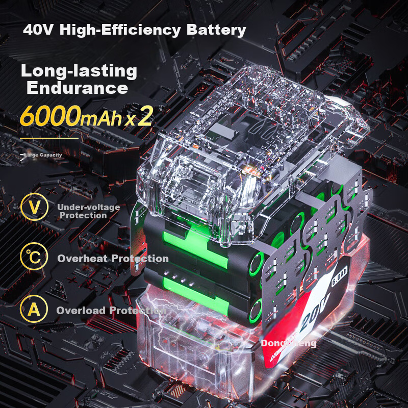 Dongcheng DCQF40171H2S 40V Brushless Lithium Battery Blower 6.0Ah Dual Batteries with Charger