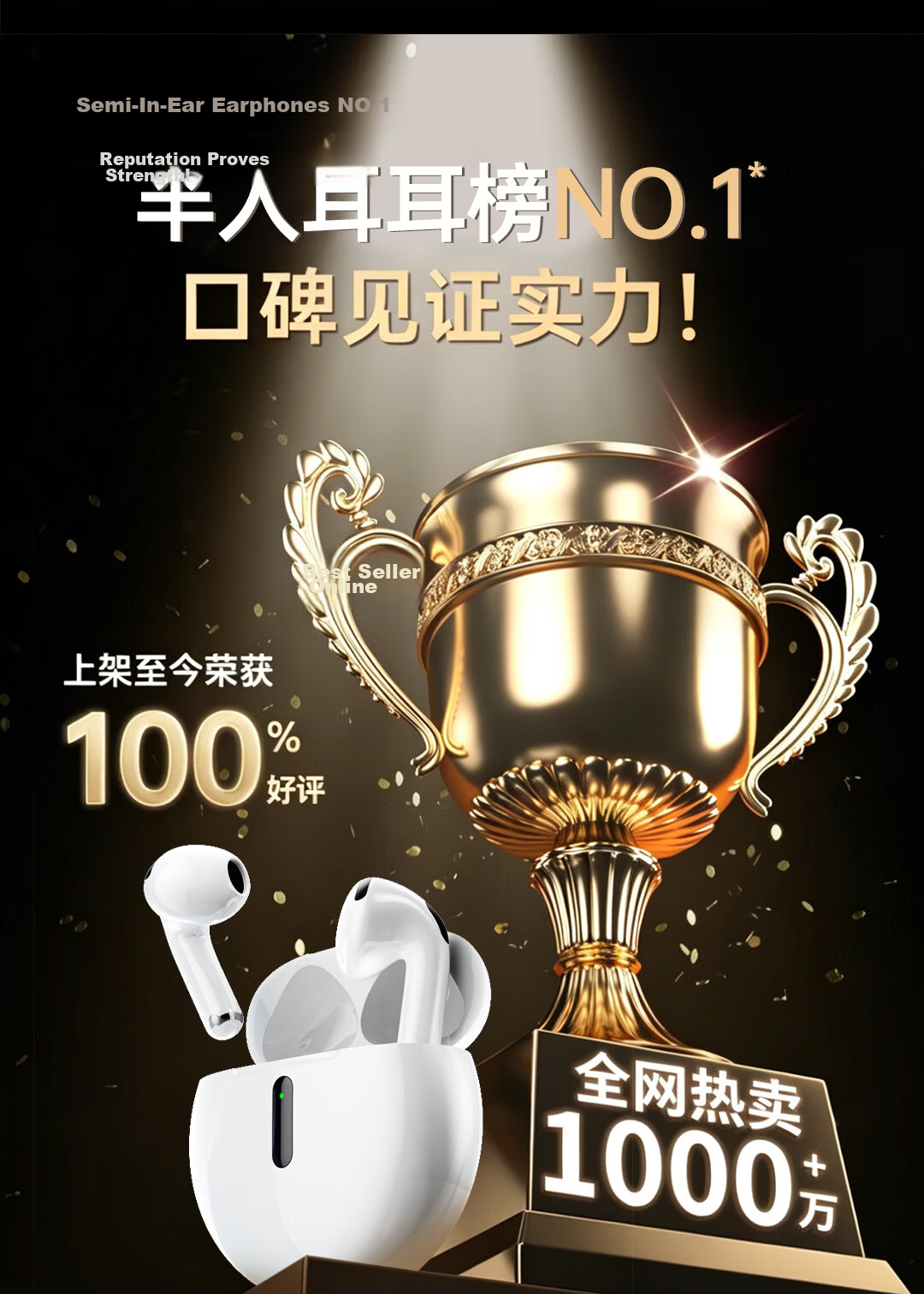 MICROKIA 2026 Latest HIFI Sound Quality Bluetooth Earbuds Semi-In-Ear Wireless Long Battery Life Sports Noise-Canceling Headphones for Apple 1