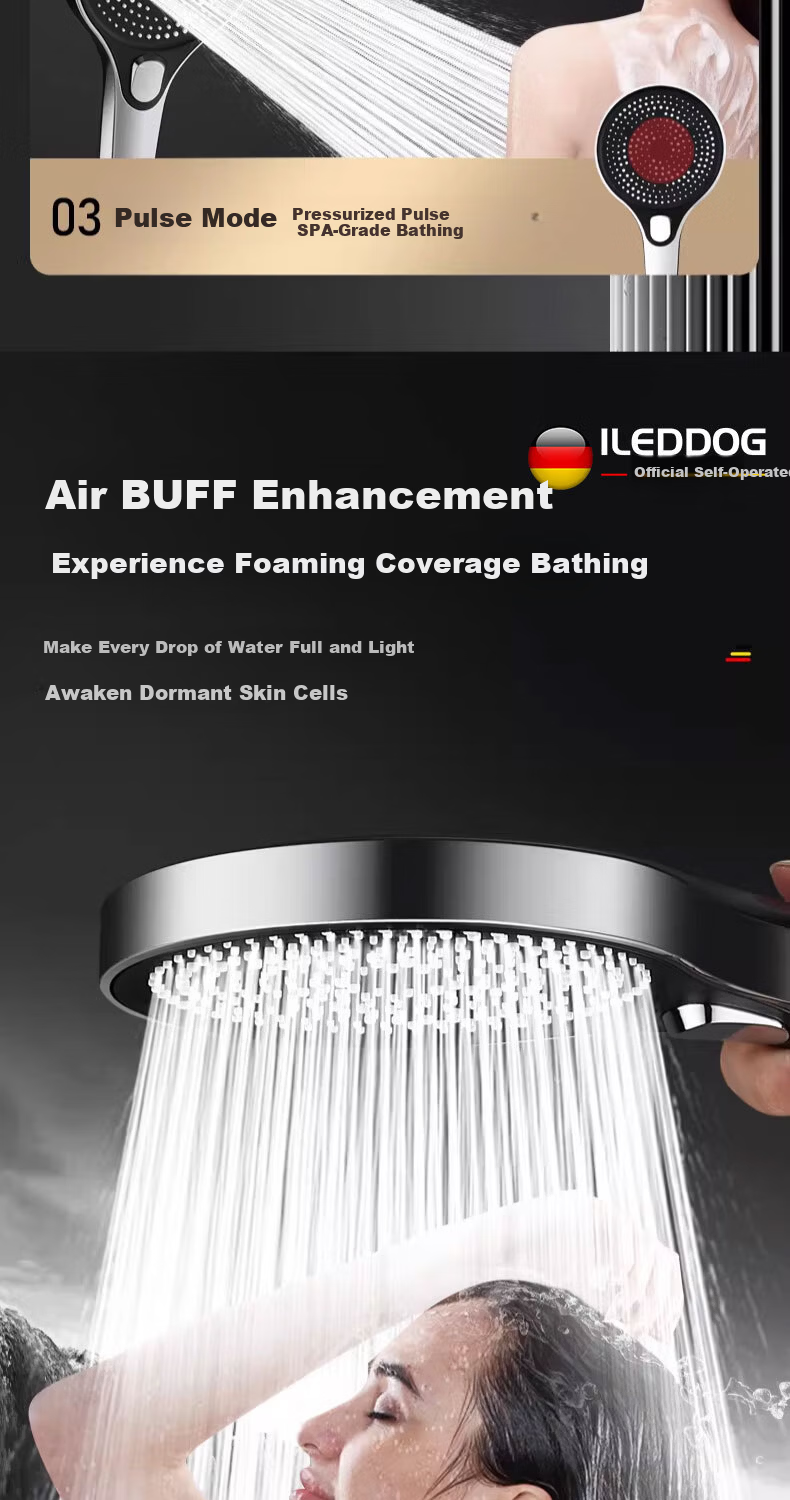 ILeddog [Germany] High-Pressure Shower Head Powerful Water Flow Home Bathroom Handheld Shower Set S0303 7
